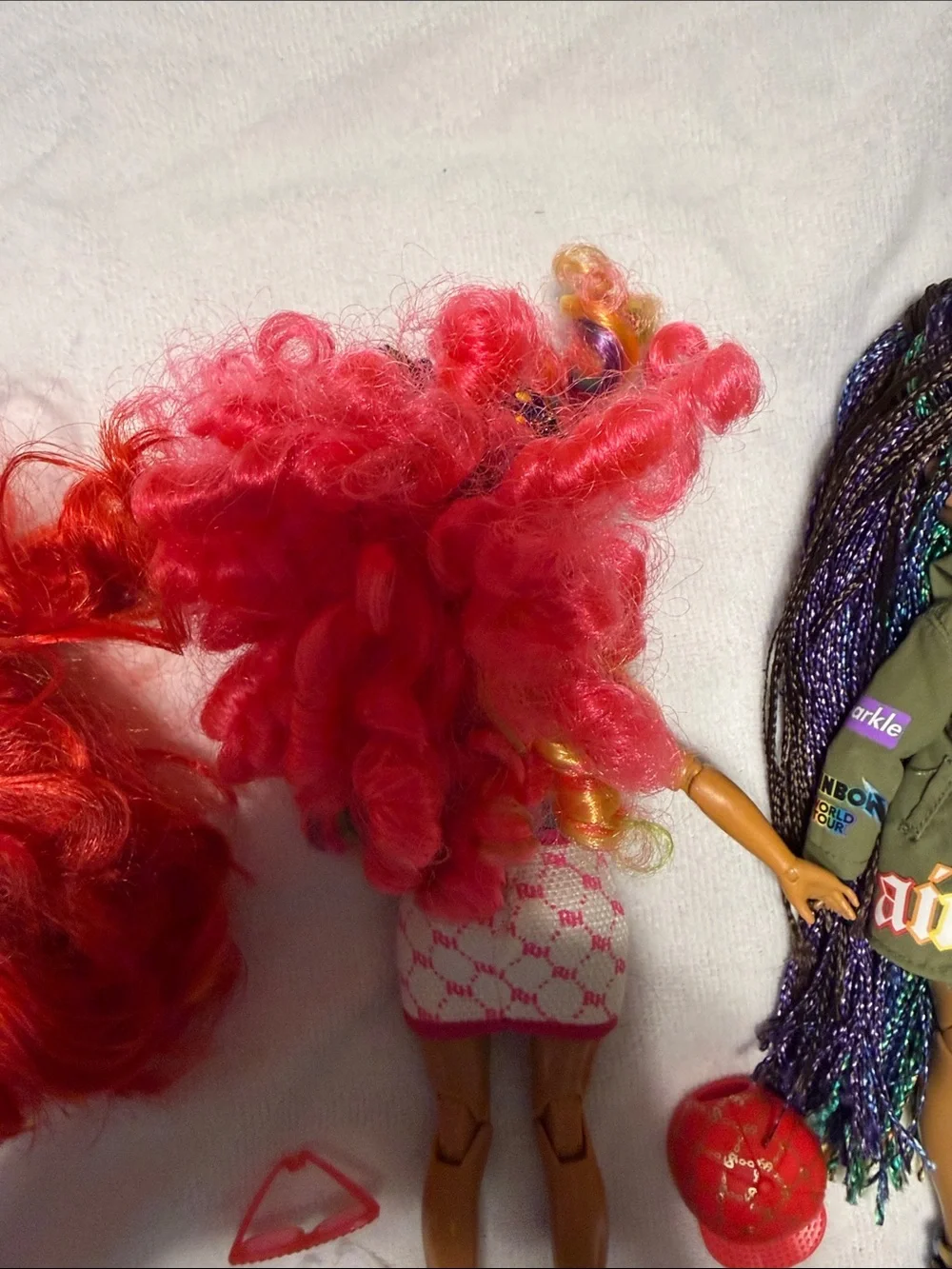 Pink & Multicolor Fashion Doll with Bright Hair and Play Accessories lot